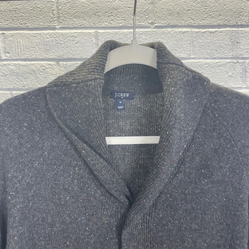 J.Crew Lambswool Donegal Cardigan Sweater Mens M Fisherman Cabincore Preppy Y2K